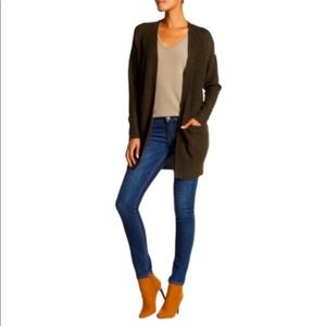 Cloth. By Design Marled Elbow Patch Cardigan-Olive